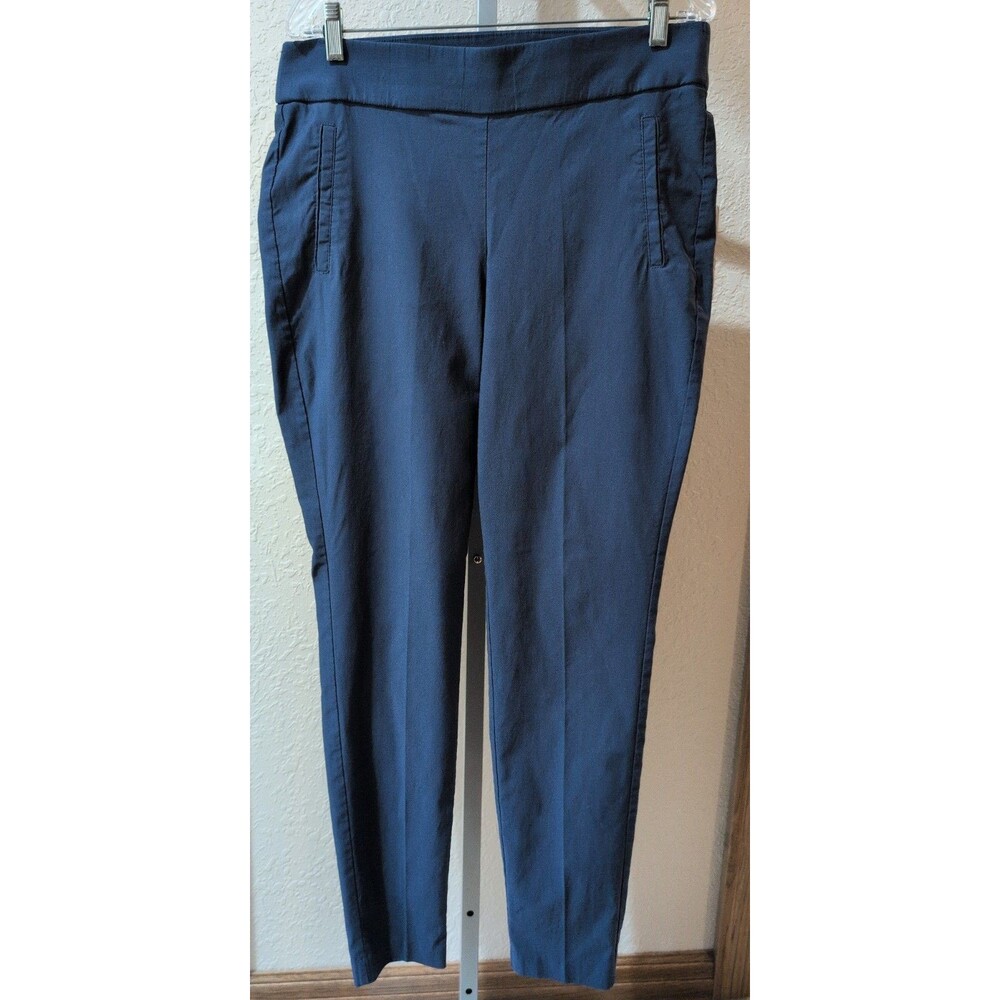 Elle Skinny Stretch Pull On Dress Pants Womens 12 Navy Blue Career Large Long L